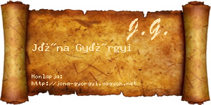 Jóna Györgyi névjegykártya